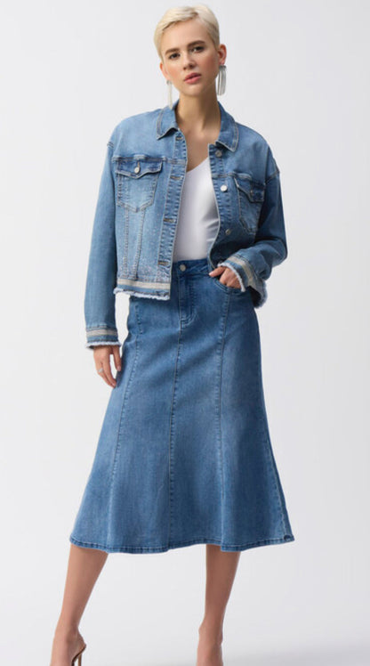 Joseph Ribkoff High-Waist Denim Trumpet Skirt
