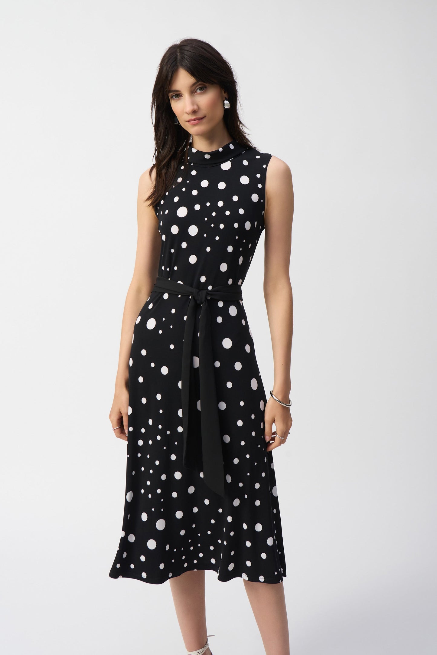 Joseph Ribkoff Silky Knit Dot Fit and Flare Dress
