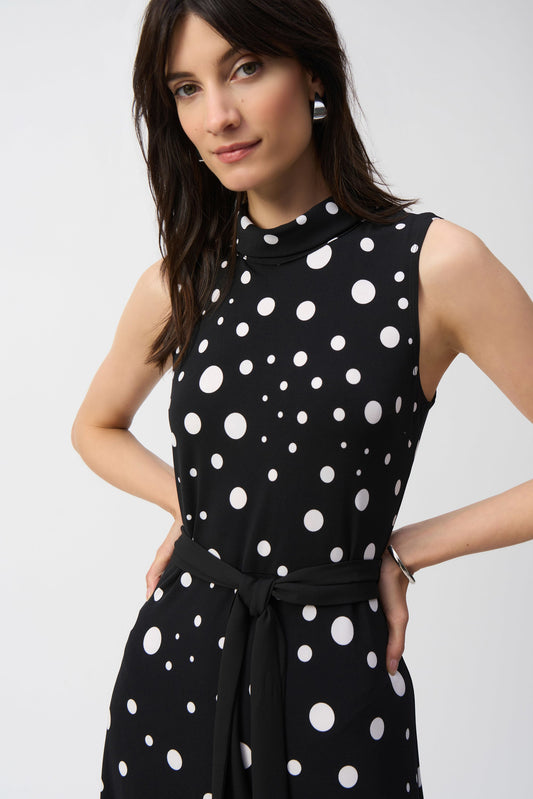 Joseph Ribkoff Silky Knit Dot Fit and Flare Dress
