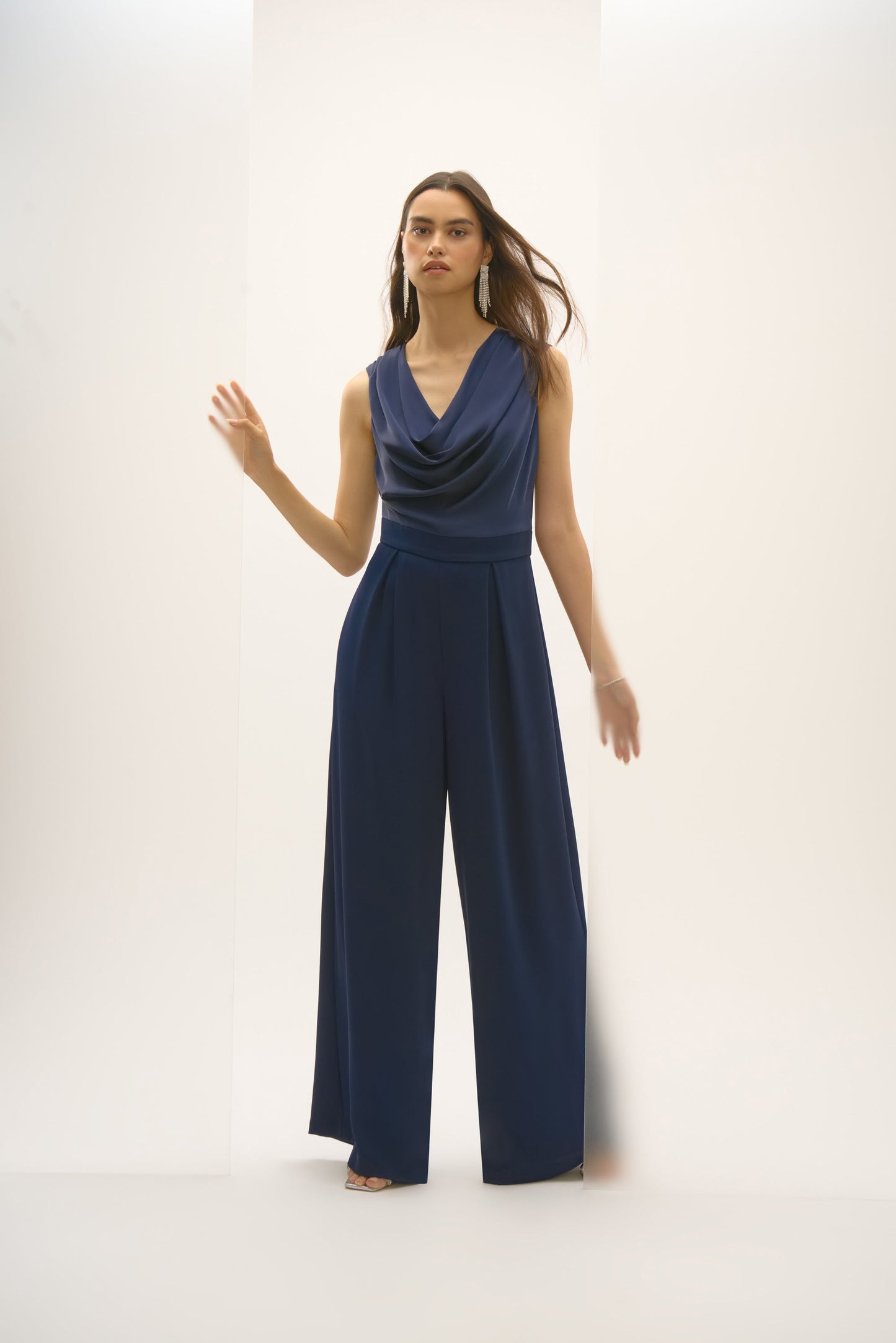 Joseph Ribkoff Satin Crepe Wide Leg Jumpsuit