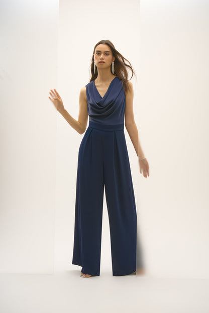 Joseph Ribkoff Satin Crepe Wide Leg Jumpsuit