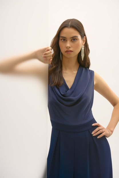 Joseph Ribkoff Satin Crepe Wide Leg Jumpsuit