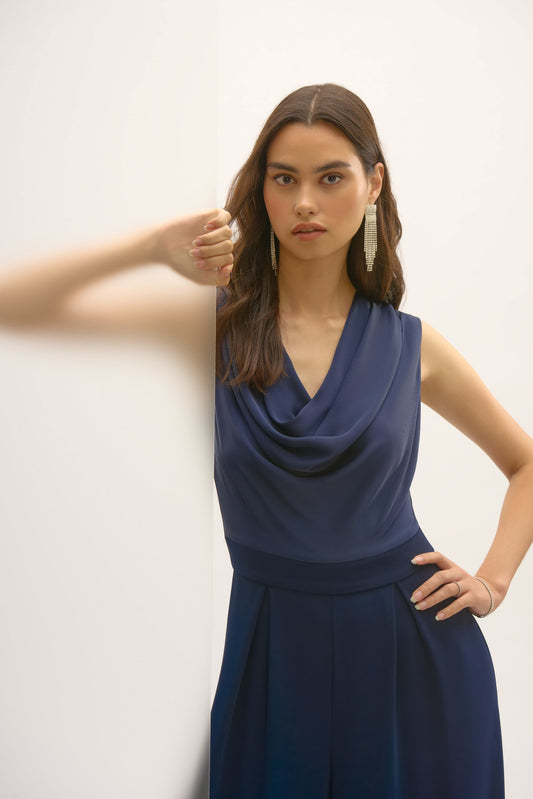 Joseph Ribkoff Satin Crepe Wide Leg Jumpsuit