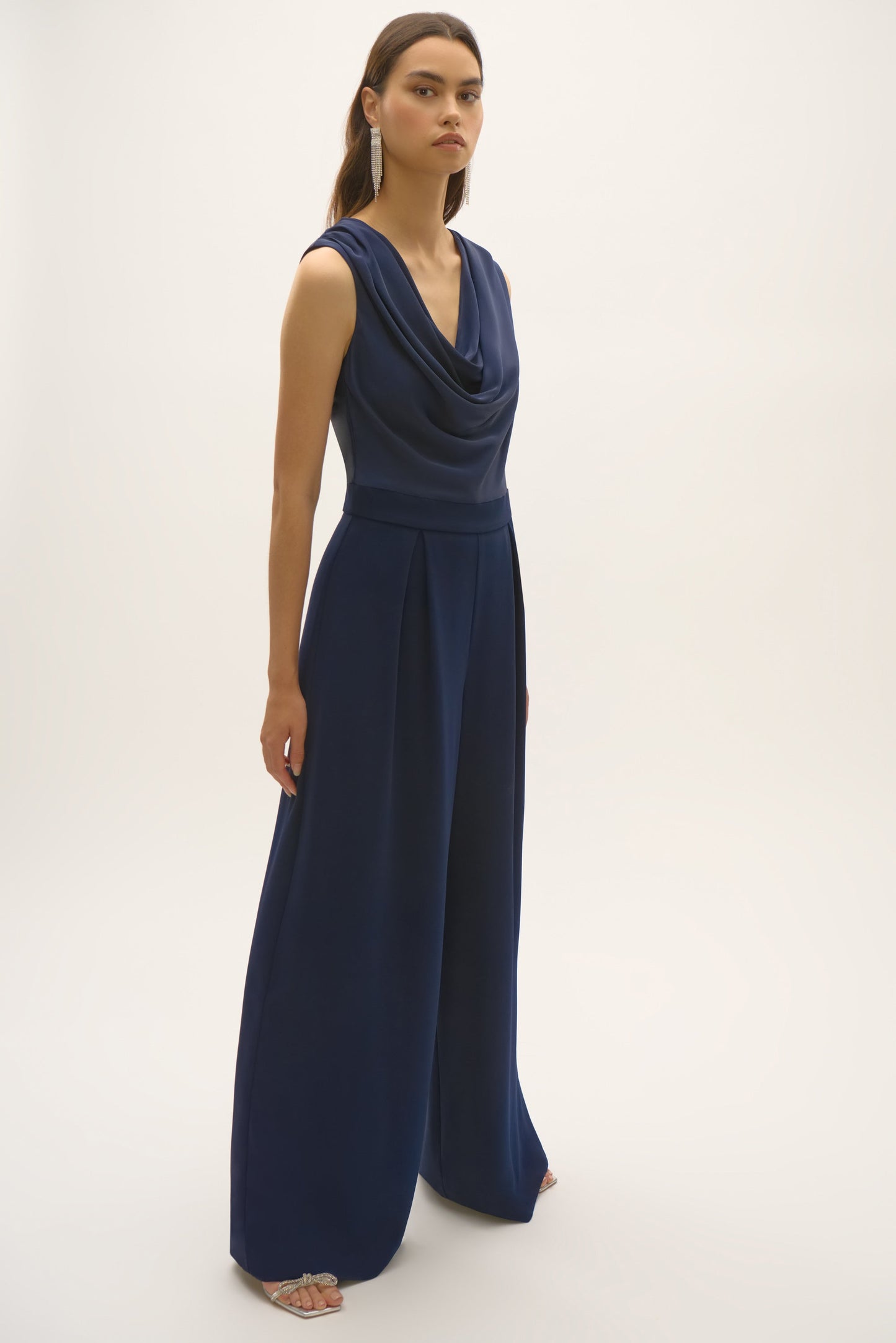 Joseph Ribkoff Satin Crepe Wide Leg Jumpsuit