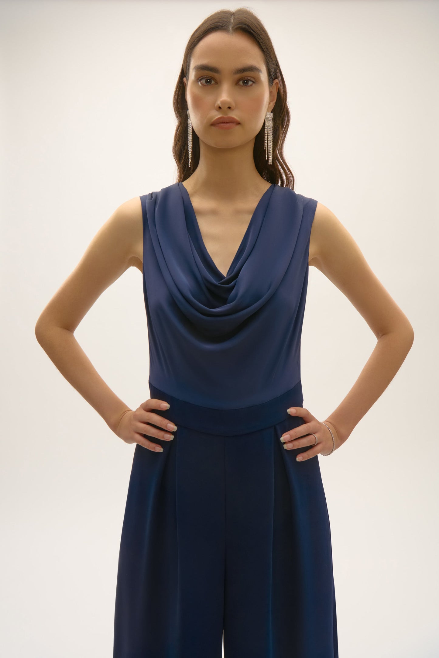Joseph Ribkoff Satin Crepe Wide Leg Jumpsuit
