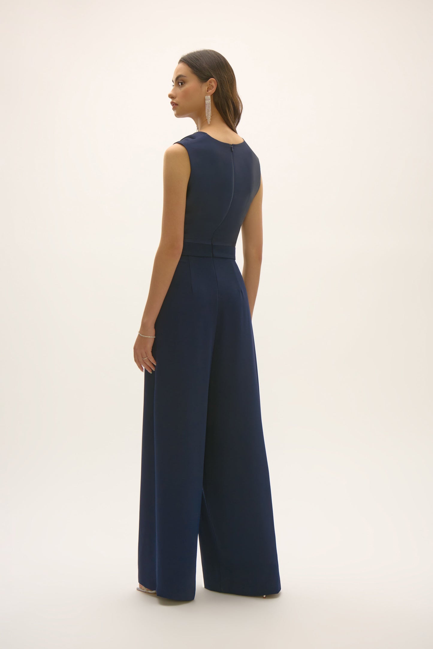 Joseph Ribkoff Satin Crepe Wide Leg Jumpsuit